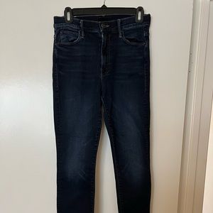 Mother high waisted stretch denim with frayed ankles